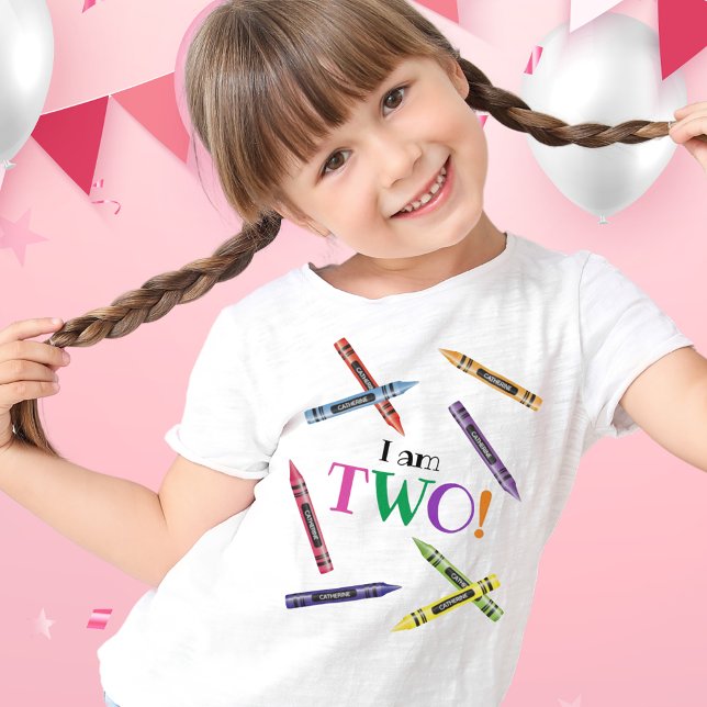 I Am Two Crayon Kids 2nd Birthday Party  T-Shirt (Creator Uploaded)