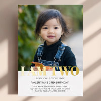 I Am Two Photo Modern Simple Minimalist Birthday