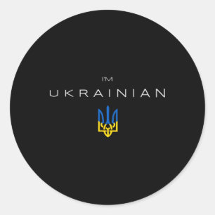 I Am Ukrainian - I Am From Ukraine Trident Flag 1 Classic Round Sticker