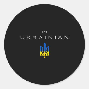 I Am Ukrainian - I Am From Ukraine Tryzub Flag  Classic Round Sticker