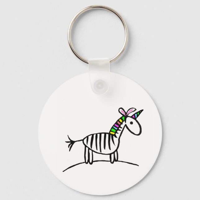 I am Unicorn zebra keychain (Front)