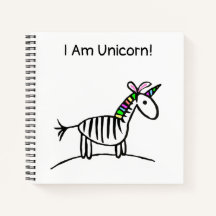 I am Unicorn Zebra notebook