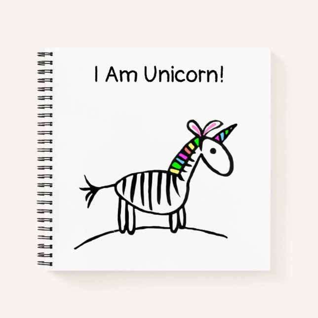 I am Unicorn Zebra notebook (Front)