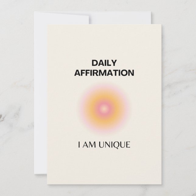 I am Unique Daily Affirmations Positive Thank You Card (Front)
