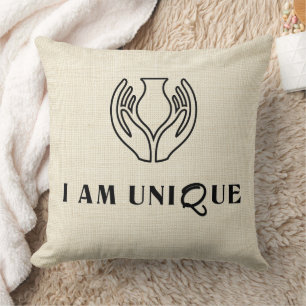 “I AM UNIQUE” Minimalist  Throw Pillow