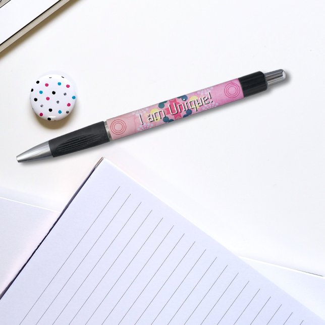 I Am Unique Motivational Pink Abstract Pattern Kid Pen (Creator Uploaded)