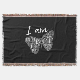 I Am Unique Strong Law of Attraction Positive Affi Throw Blanket