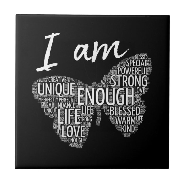 I Am Unique Strong Law of Attraction Positive Affi Tile (Front)