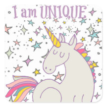 I am UNIQUE - Unicorn & Stars Stickers