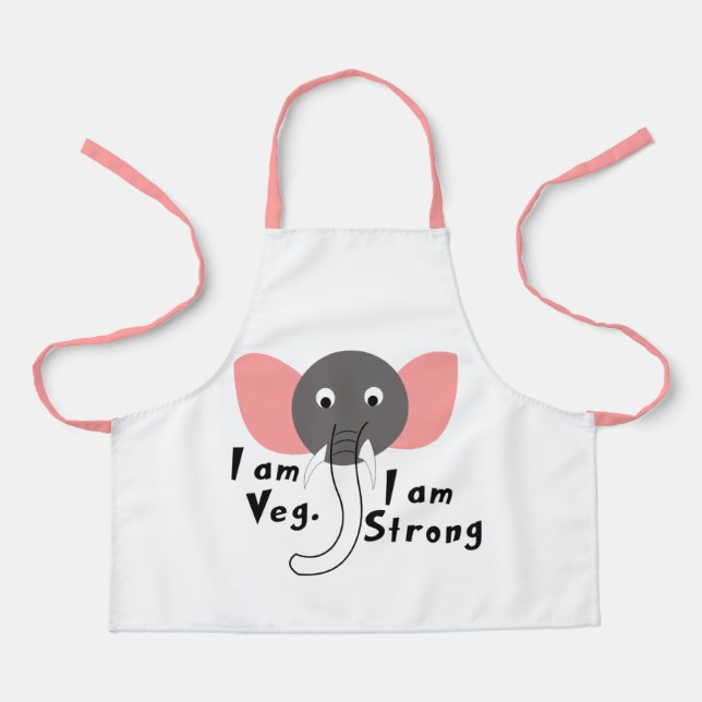 I am Veg I am Strong Elephant Animal Kids  Apron (Front)