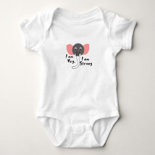 I am Veg I am Strong Elephant Baby Bodysuit