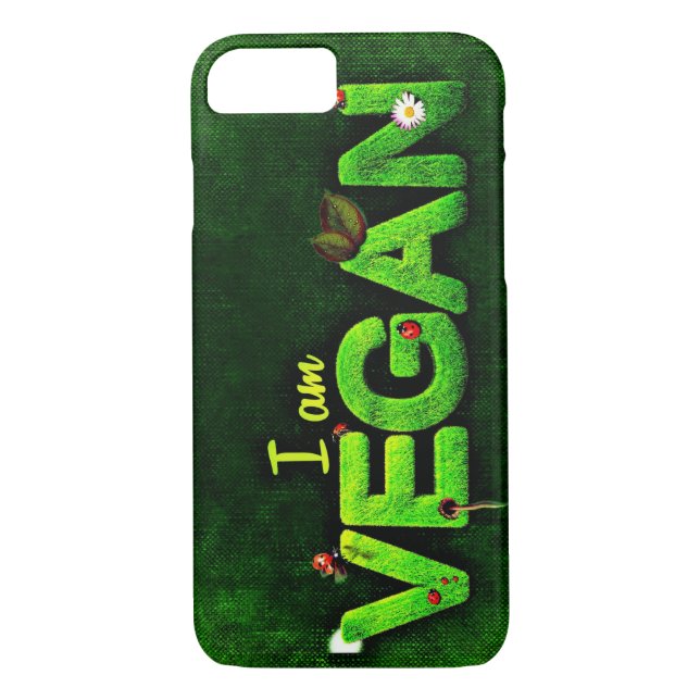I Am Vegan Written With A Grassy Nature Texture Case-Mate iPhone Case (Back)