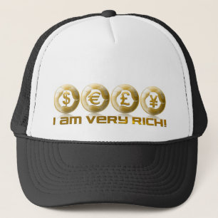 I am very rich! Dollars pound euro yen - futuristi Trucker Hat