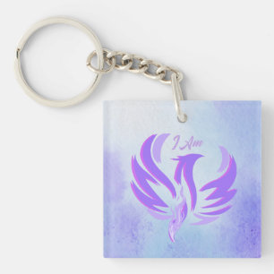I Am Violet Flame Fire Bird - Sacred Feminine Keychain