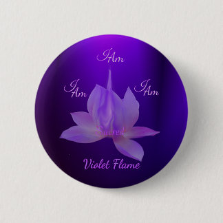 I Am Violet Flame With Lotus 2 Inch Round Button