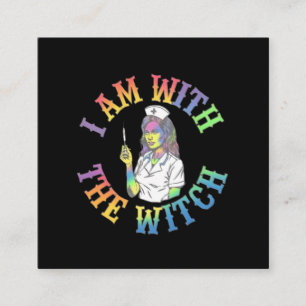 I Am With the Witch - Spooky & Mystical Halloween Square Business Card