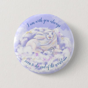 I Am With You Always Lion and Lamb   Button