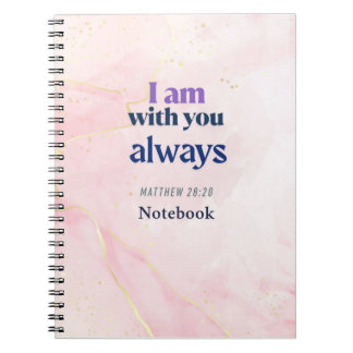 I am with you always quote hint peach  notebook
