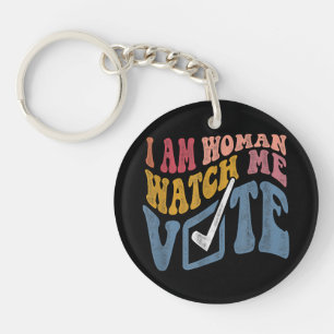 I Am Woman Watch Me Vote 2024 Blue Wave Vote Keychain