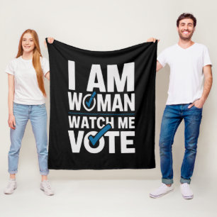 I Am Woman Watch Me Vote Vintage Fleece Blanket