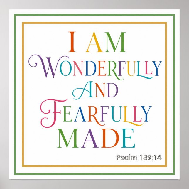 I Am Wonderfully And Fearfully Made Psalm 139 14 Poster (Front)