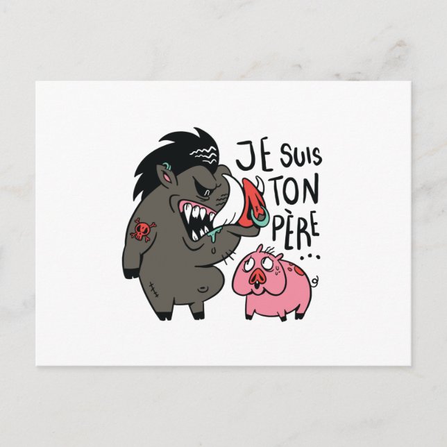 I am your father Warthog and pig Postcard (Front)