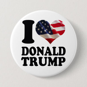I American Flag Heart Donald Trump 3 Inch Round Button