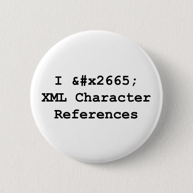 I &amp;#x2665 XML 2 Inch Round Button (Front)