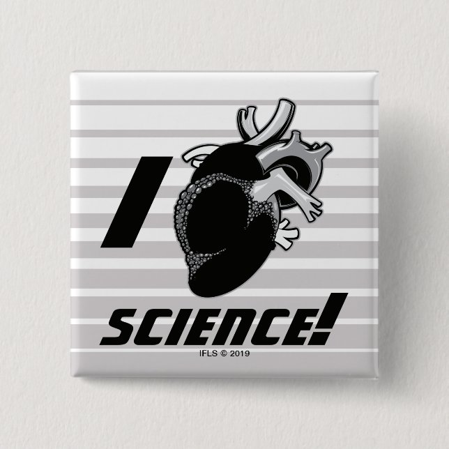 I (Anatomical Heart) Science 2 Inch Square Button (Front)