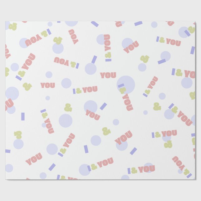 I and You Personalized Gift Wrap - Romantic Pastel (Flat)