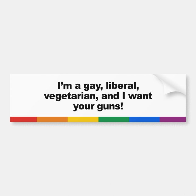 I&apos;m a gay liberal vegaterian and I want your  Bumper Sticker (Front)