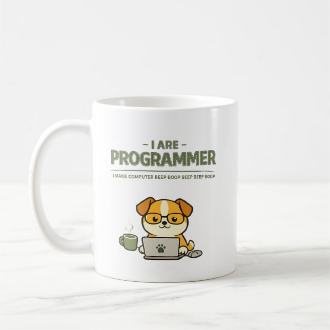 I Are Programmer Beep Boop Funny Coffee Mug (Left)
