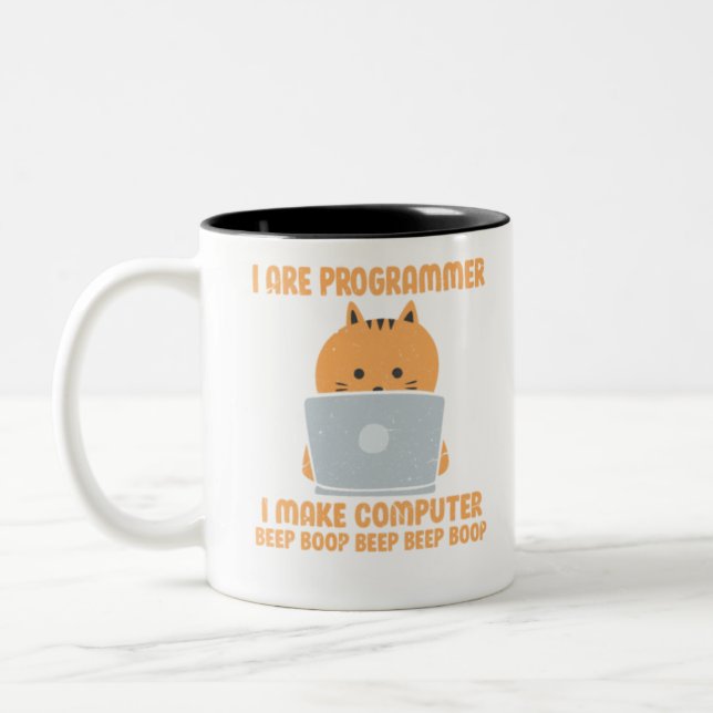 I Are Programmer I Make Computer Beep Boop Beep.pn Two-Tone Coffee Mug (Left)