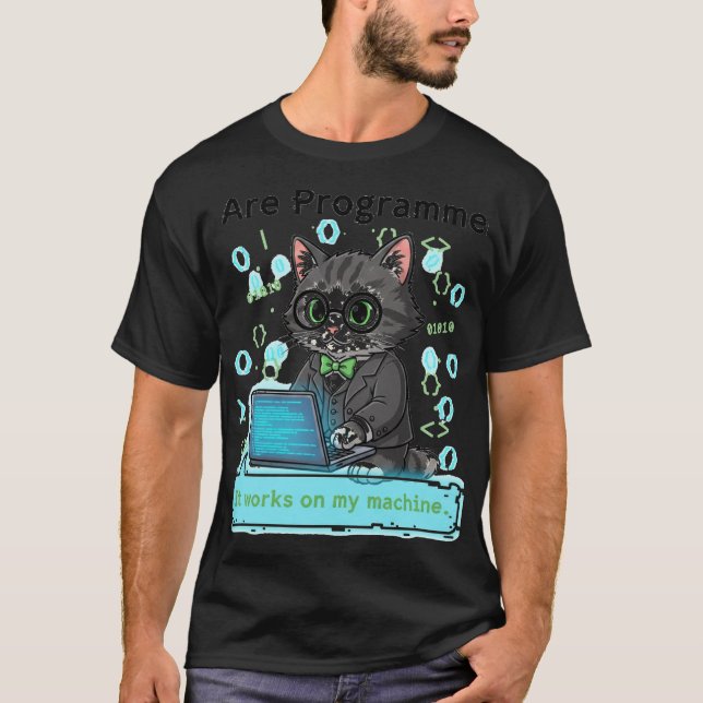 I Are Programmer Whimsical Cat Developer Graphic T-Shirt (Front)