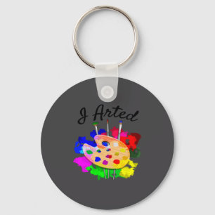 I Arted Funny Artist Palette Brushes  Keychain