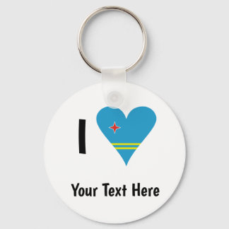 I ( Aruban Flag Heart Love) Your Text Keychain