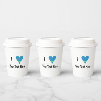 I ( Aruban Flag Heart Love) Your Text Paper Cups