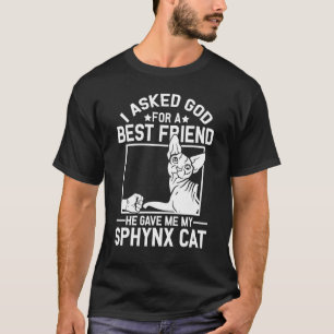 I Asked God For A Best Friend  Sphynx Cat Mom T-Shirt