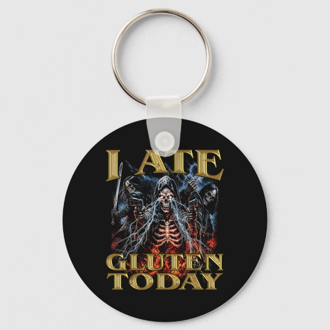 I Ate Gluten Today Horror Bootleg Cool Hard Keychain (Front)