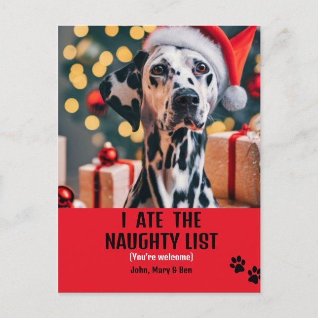 I ate Naughty List Pet Photo Christmas Red Holiday (Front)