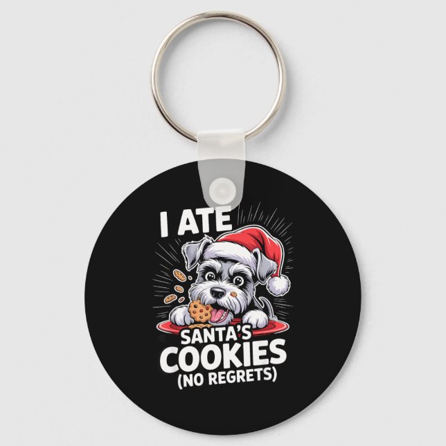 I Ate Santas Cookies Puppy Funny Christmas Mini Sc Keychain (Front)