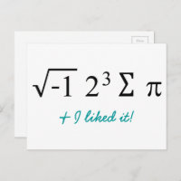 I ate some pie and I liked it! Math Humour Postcar