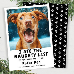 I Ate The Naughty List Dog Christmas Photo Holiday Card