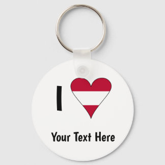 I (Austrian Flag Heart Love) Your Text Keychain
