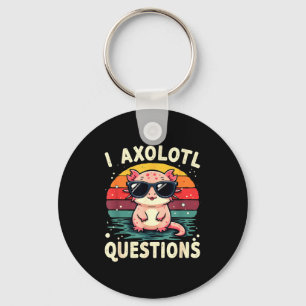 I Axolotl Questions Cute Funny Retro Sunset Design Keychain