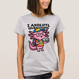 I Axolotl Questions schoolkid holds rock curiosity T-Shirt