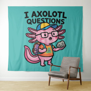 I Axolotl Questions schoolkid holds rock curiosity Tapestry