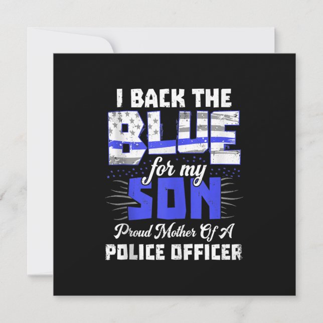 I Back Blue My Son Ts Women Thin Line Mom Gift Holiday Card (Front)