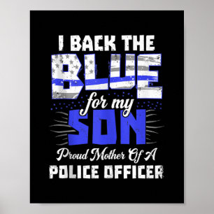 I Back Blue My Son Ts Women Thin Line Mom Gift Poster