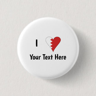 I (Bahraini Flag Heart Love) Your Text 1 Inch Round Button